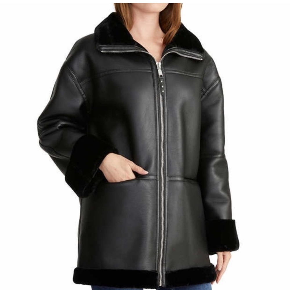 Rebecca Minkoff Black Leather Coat - Picture 4 of 7